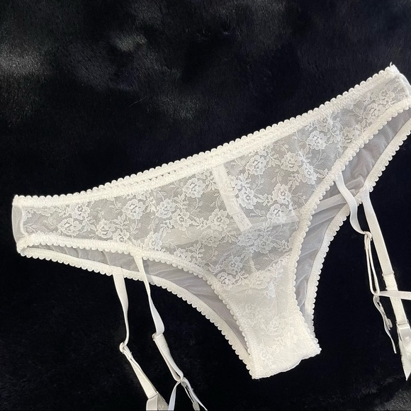 36D/M/L 2pc VS Victoria’s Secret I DO Bridal White lace ruffle babydoll garter - Picture 15 of 16